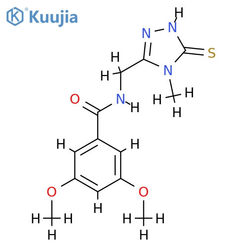 3,5-dimethoxy-N-[(4-methyl-5-sulfanyl-4H-1,2,4-triazol-3-yl)methyl]benzamide structure
