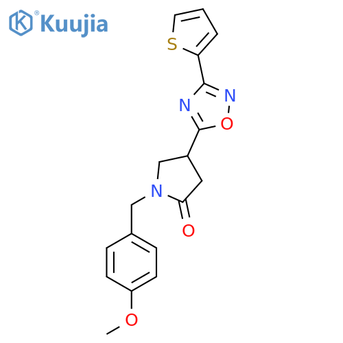 1-[(4-methoxyphenyl)methyl]-4-[3-(thiophen-2-yl)-1,2,4-oxadiazol-5-yl]pyrrolidin-2-one structure