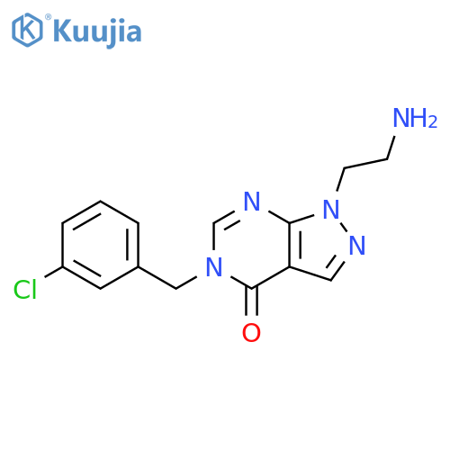1-(2-aminoethyl)-5-(3-chlorophenyl)methyl-1H,4H,5H-pyrazolo3,4-dpyrimidin-4-one structure