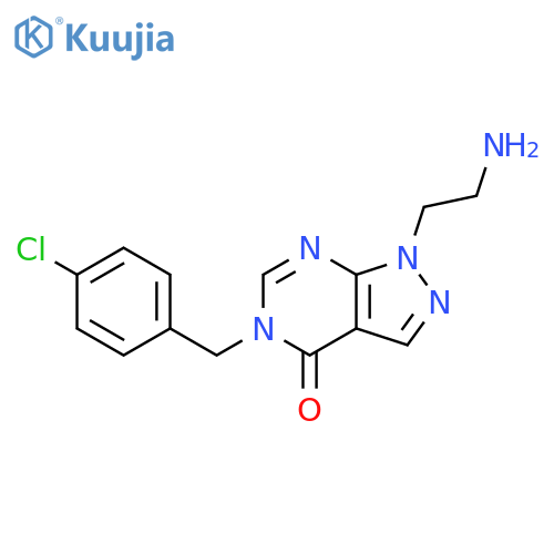 1-(2-aminoethyl)-5-[(4-chlorophenyl)methyl]-1H,4H,5H-pyrazolo[3,4-d]pyrimidin-4-one structure
