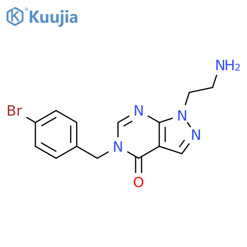 1-(2-aminoethyl)-5-[(4-bromophenyl)methyl]-1H,4H,5H-pyrazolo[3,4-d]pyrimidin-4-one structure