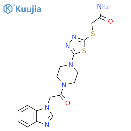 2-(5-{4-2-(1H-1,3-benzodiazol-1-yl)acetylpiperazin-1-yl}-1,3,4-thiadiazol-2-yl)sulfanylacetamide structure
