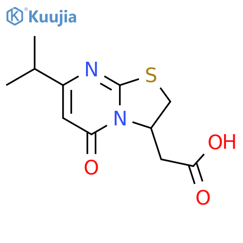 2-[5-oxo-7-(propan-2-yl)-2H,3H,5H-[1,3]thiazolo[3,2-a]pyrimidin-3-yl]acetic acid structure