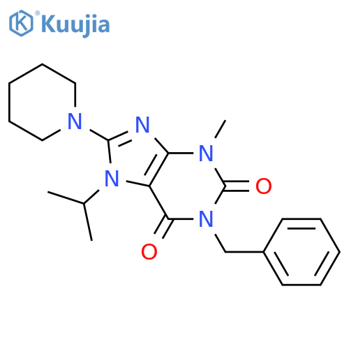 1-benzyl-3-methyl-8-(piperidin-1-yl)-7-(propan-2-yl)-2,3,6,7-tetrahydro-1H-purine-2,6-dione structure