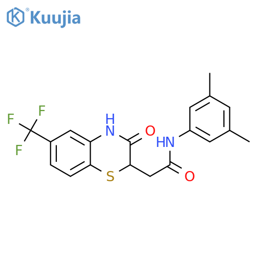 N-(3,5-dimethylphenyl)-2-[3-oxo-6-(trifluoromethyl)-3,4-dihydro-2H-1,4-benzothiazin-2-yl]acetamide structure