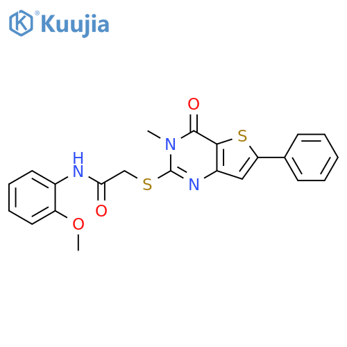 N-(2-methoxyphenyl)-2-({3-methyl-4-oxo-6-phenyl-3H,4H-thieno[3,2-d]pyrimidin-2-yl}sulfanyl)acetamide structure