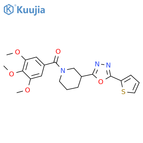 3-5-(thiophen-2-yl)-1,3,4-oxadiazol-2-yl-1-(3,4,5-trimethoxybenzoyl)piperidine structure