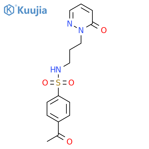 4-acetyl-N-[3-(6-oxo-1,6-dihydropyridazin-1-yl)propyl]benzene-1-sulfonamide structure