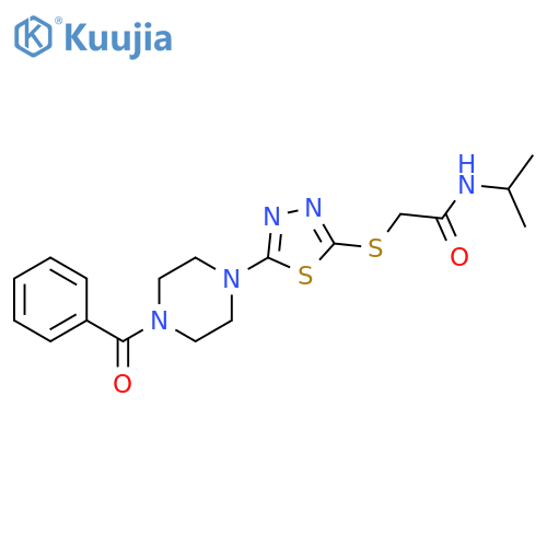 2-{[5-(4-benzoylpiperazin-1-yl)-1,3,4-thiadiazol-2-yl]sulfanyl}-N-(propan-2-yl)acetamide structure