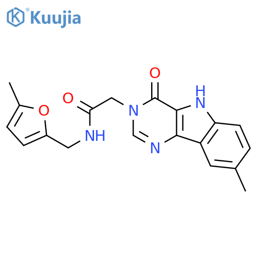 2-{8-methyl-4-oxo-3H,4H,5H-pyrimido[5,4-b]indol-3-yl}-N-[(5-methylfuran-2-yl)methyl]acetamide structure