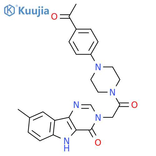 3-{2-[4-(4-acetylphenyl)piperazin-1-yl]-2-oxoethyl}-8-methyl-3H,4H,5H-pyrimido[5,4-b]indol-4-one structure