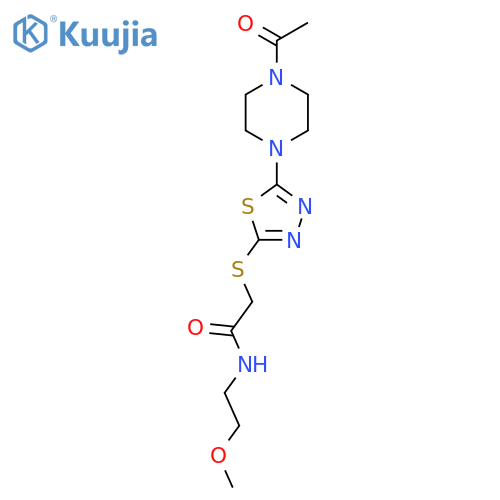 2-{[5-(4-acetylpiperazin-1-yl)-1,3,4-thiadiazol-2-yl]sulfanyl}-N-(2-methoxyethyl)acetamide structure