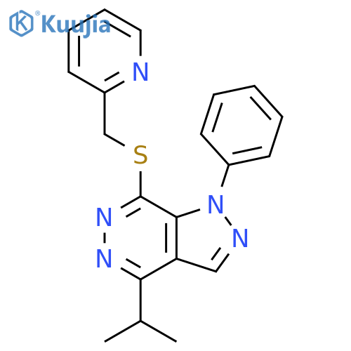 2-({[1-phenyl-4-(propan-2-yl)-1H-pyrazolo[3,4-d]pyridazin-7-yl]sulfanyl}methyl)pyridine structure