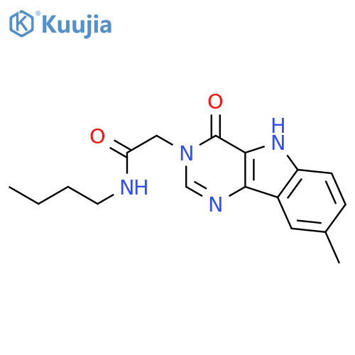 N-butyl-2-{8-methyl-4-oxo-3H,4H,5H-pyrimido[5,4-b]indol-3-yl}acetamide structure