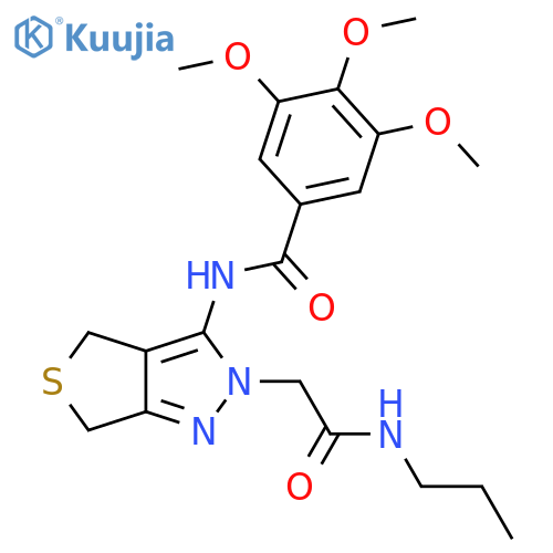 3,4,5-trimethoxy-N-{2-(propylcarbamoyl)methyl-2H,4H,6H-thieno3,4-cpyrazol-3-yl}benzamide structure