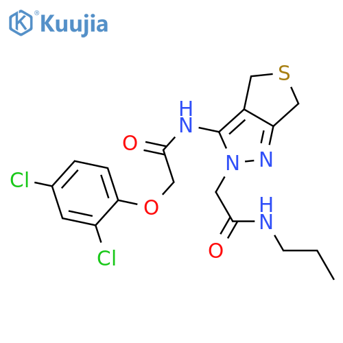 2-(2,4-dichlorophenoxy)-N-{2-[(propylcarbamoyl)methyl]-2H,4H,6H-thieno[3,4-c]pyrazol-3-yl}acetamide structure