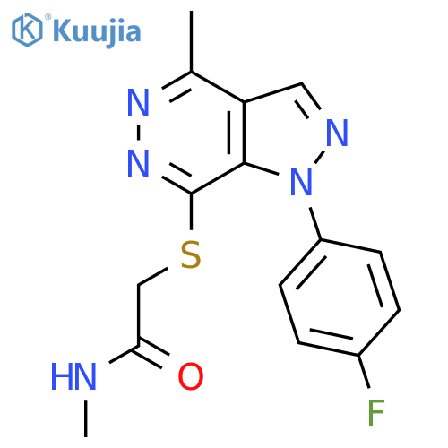 2-{[1-(4-fluorophenyl)-4-methyl-1H-pyrazolo[3,4-d]pyridazin-7-yl]sulfanyl}-N-methylacetamide structure