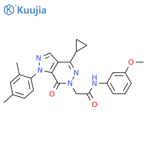 2-4-cyclopropyl-1-(2,4-dimethylphenyl)-7-oxo-1H,6H,7H-pyrazolo3,4-dpyridazin-6-yl-N-(3-methoxyphenyl)acetamide structure