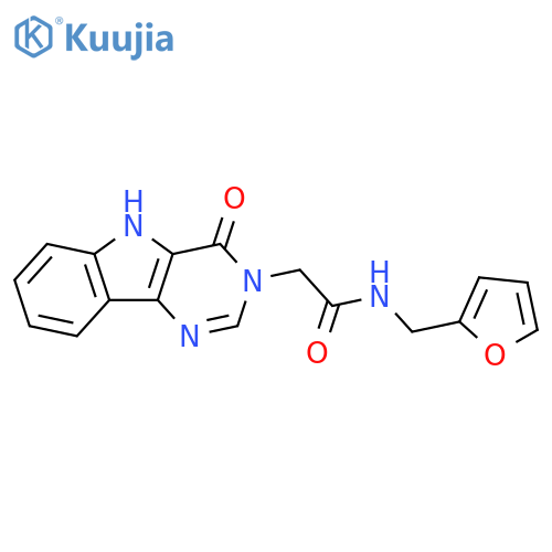 N-[(furan-2-yl)methyl]-2-{4-oxo-3H,4H,5H-pyrimido[5,4-b]indol-3-yl}acetamide structure