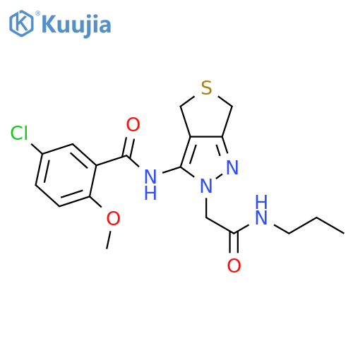 5-chloro-2-methoxy-N-{2-[(propylcarbamoyl)methyl]-2H,4H,6H-thieno[3,4-c]pyrazol-3-yl}benzamide structure