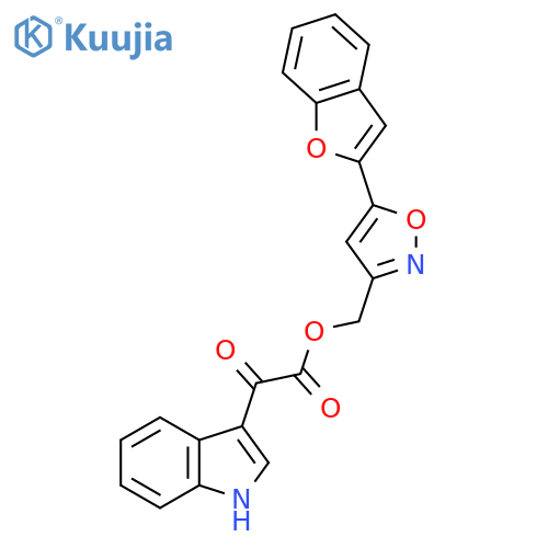 [5-(1-benzofuran-2-yl)-1,2-oxazol-3-yl]methyl 2-(1H-indol-3-yl)-2-oxoacetate structure