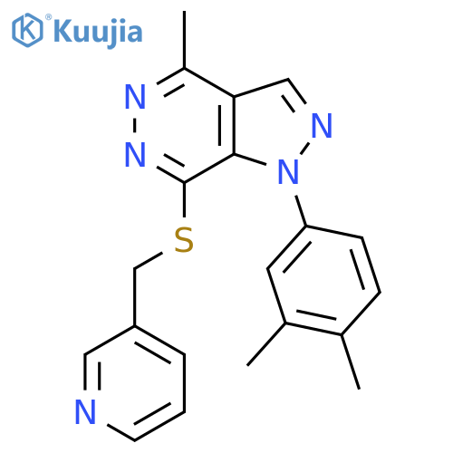 3-({1-(3,4-dimethylphenyl)-4-methyl-1H-pyrazolo3,4-dpyridazin-7-ylsulfanyl}methyl)pyridine structure
