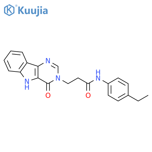 N-(4-ethylphenyl)-3-(4-oxo-5H-pyrimido[5,4-b]indol-3-yl)propanamide structure