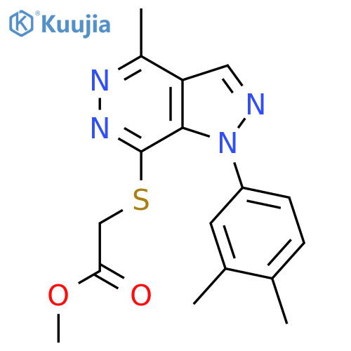 methyl 2-{[1-(3,4-dimethylphenyl)-4-methyl-1H-pyrazolo[3,4-d]pyridazin-7-yl]sulfanyl}acetate structure