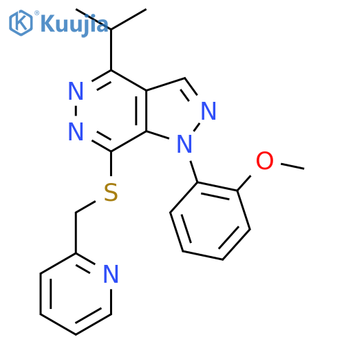 2-({1-(2-methoxyphenyl)-4-(propan-2-yl)-1H-pyrazolo3,4-dpyridazin-7-ylsulfanyl}methyl)pyridine structure
