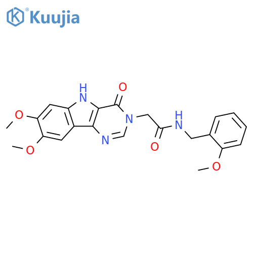 2-{7,8-dimethoxy-4-oxo-3H,4H,5H-pyrimido[5,4-b]indol-3-yl}-N-[(2-methoxyphenyl)methyl]acetamide structure