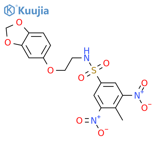 N-2-(2H-1,3-benzodioxol-5-yloxy)ethyl-4-methyl-3,5-dinitrobenzene-1-sulfonamide structure