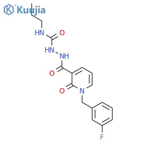1-(3-fluorophenyl)methyl-2-oxo-N-(propylcarbamoyl)amino-1,2-dihydropyridine-3-carboxamide structure