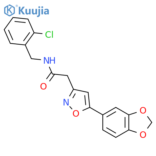 2-[5-(2H-1,3-benzodioxol-5-yl)-1,2-oxazol-3-yl]-N-[(2-chlorophenyl)methyl]acetamide structure