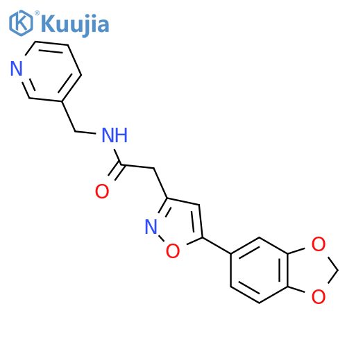 2-5-(2H-1,3-benzodioxol-5-yl)-1,2-oxazol-3-yl-N-(pyridin-3-yl)methylacetamide structure