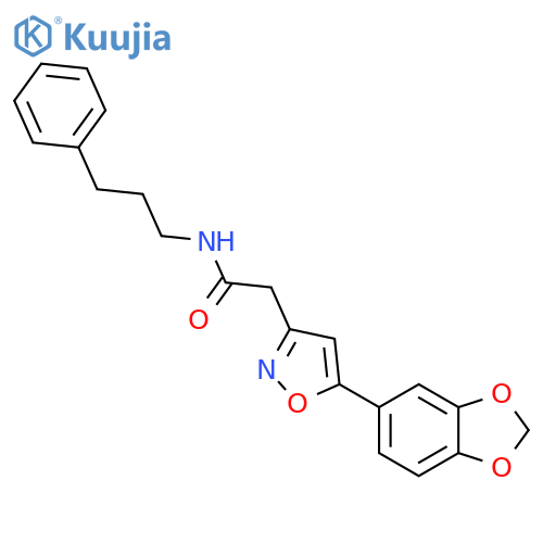 2-5-(2H-1,3-benzodioxol-5-yl)-1,2-oxazol-3-yl-N-(3-phenylpropyl)acetamide structure