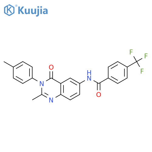 N-2-methyl-3-(4-methylphenyl)-4-oxo-3,4-dihydroquinazolin-6-yl-4-(trifluoromethyl)benzamide structure