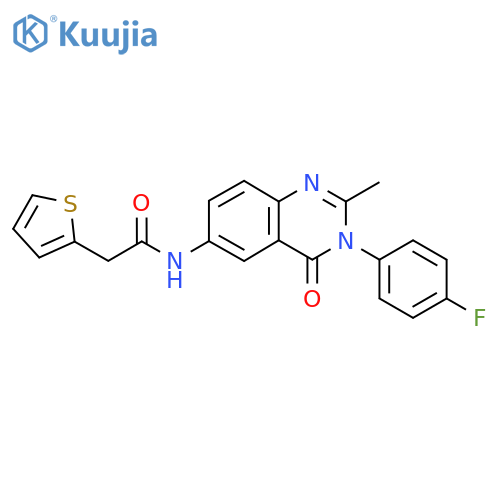 N-3-(4-fluorophenyl)-2-methyl-4-oxo-3,4-dihydroquinazolin-6-yl-2-(thiophen-2-yl)acetamide structure