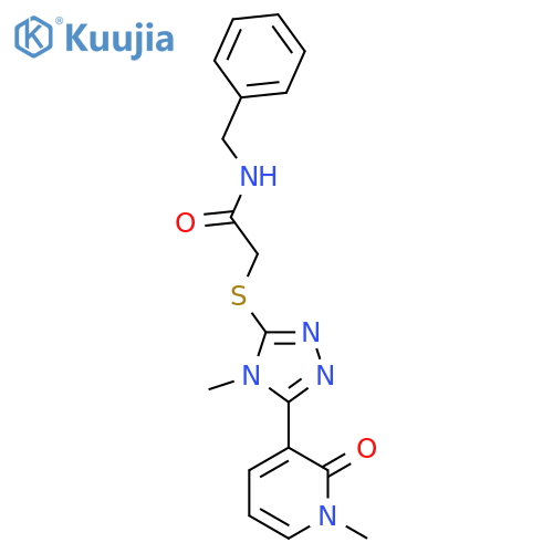 N-benzyl-2-{4-methyl-5-(1-methyl-2-oxo-1,2-dihydropyridin-3-yl)-4H-1,2,4-triazol-3-ylsulfanyl}acetamide structure