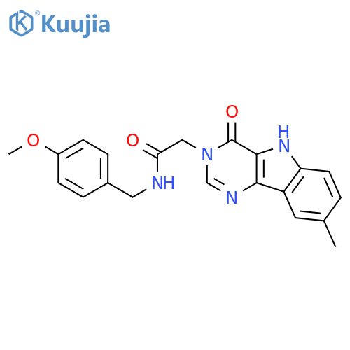N-[(4-methoxyphenyl)methyl]-2-(8-methyl-4-oxo-5H-pyrimido[5,4-b]indol-3-yl)acetamide structure