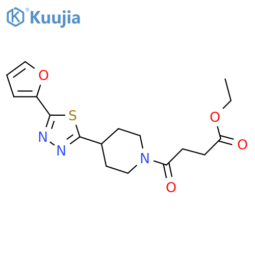 ethyl 4-{4-[5-(furan-2-yl)-1,3,4-thiadiazol-2-yl]piperidin-1-yl}-4-oxobutanoate structure
