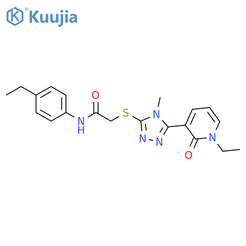 2-{[5-(1-ethyl-2-oxo-1,2-dihydropyridin-3-yl)-4-methyl-4H-1,2,4-triazol-3-yl]sulfanyl}-N-(4-ethylphenyl)acetamide structure
