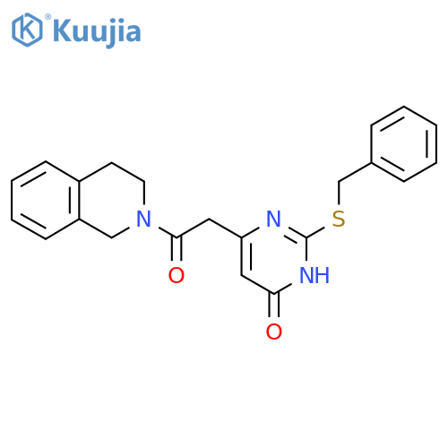2-(benzylsulfanyl)-6-[2-oxo-2-(1,2,3,4-tetrahydroisoquinolin-2-yl)ethyl]-3,4-dihydropyrimidin-4-one structure