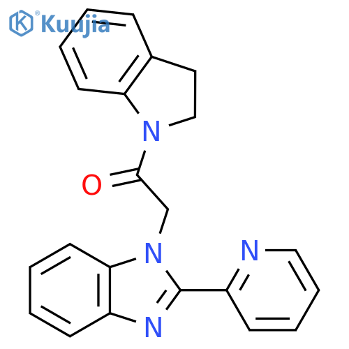 1-(2,3-dihydro-1H-indol-1-yl)-2-[2-(pyridin-2-yl)-1H-1,3-benzodiazol-1-yl]ethan-1-one structure
