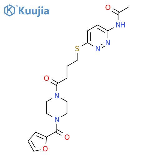 N-6-({4-4-(furan-2-carbonyl)piperazin-1-yl-4-oxobutyl}sulfanyl)pyridazin-3-ylacetamide structure
