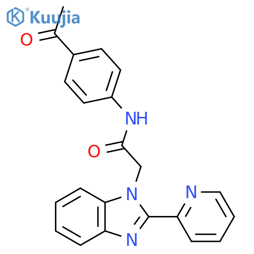 N-(4-acetylphenyl)-2-2-(pyridin-2-yl)-1H-1,3-benzodiazol-1-ylacetamide structure