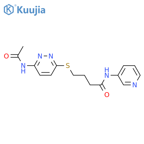 4-(6-acetamidopyridazin-3-yl)sulfanyl-N-(pyridin-3-yl)butanamide structure