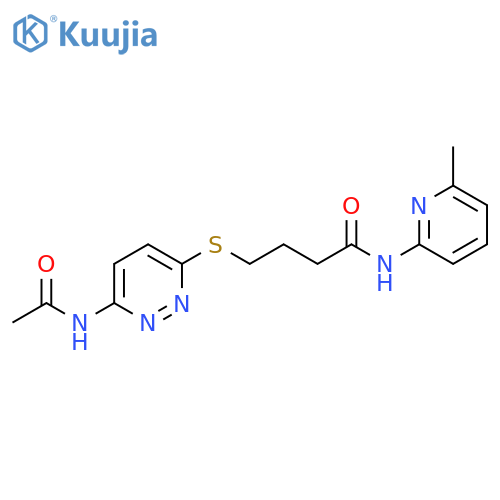 4-(6-acetamidopyridazin-3-yl)sulfanyl-N-(6-methylpyridin-2-yl)butanamide structure