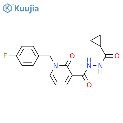 N'-cyclopropanecarbonyl-1-[(4-fluorophenyl)methyl]-2-oxo-1,2-dihydropyridine-3-carbohydrazide structure