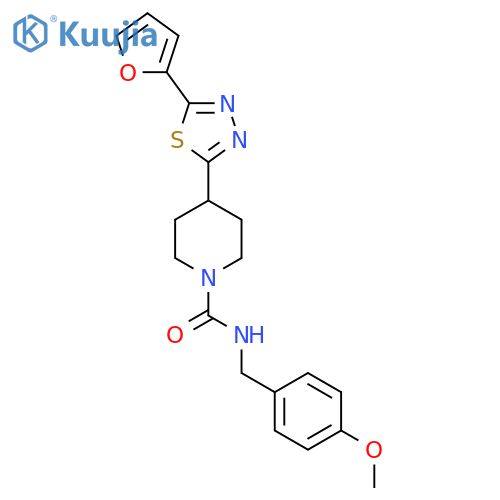 4-[5-(furan-2-yl)-1,3,4-thiadiazol-2-yl]-N-[(4-methoxyphenyl)methyl]piperidine-1-carboxamide structure