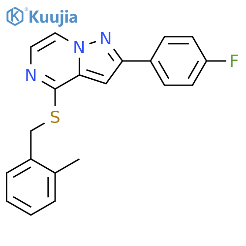 2-(4-fluorophenyl)-4-{[(2-methylphenyl)methyl]sulfanyl}pyrazolo[1,5-a]pyrazine structure